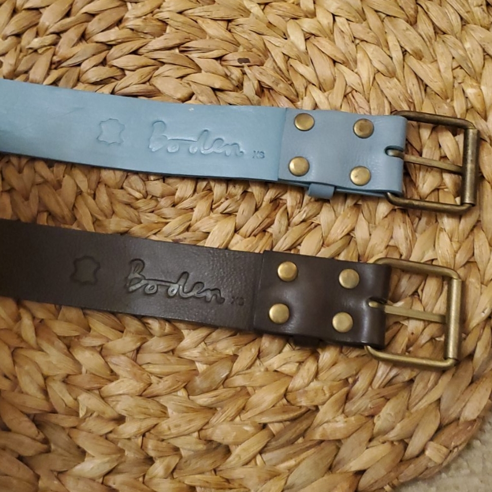 Boden Brown and Blue Leather Belts XS